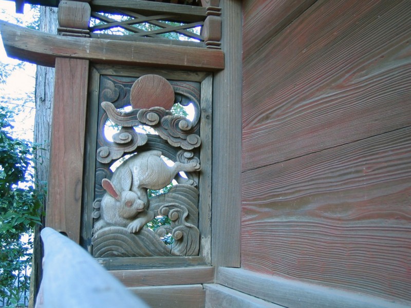 調神社 2014年 初詣 境内稲荷社 奥側 兎欄間（左）
