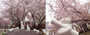 宿院頓宮 白夜の兎像 桜